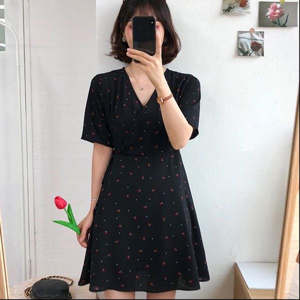 fashion floral print v neck womens dress short sleeve elegant casual lace up a line, Black;gray
fashion floral print v neck womens dress short sleeve elegant casual lace up a line, Black;gray