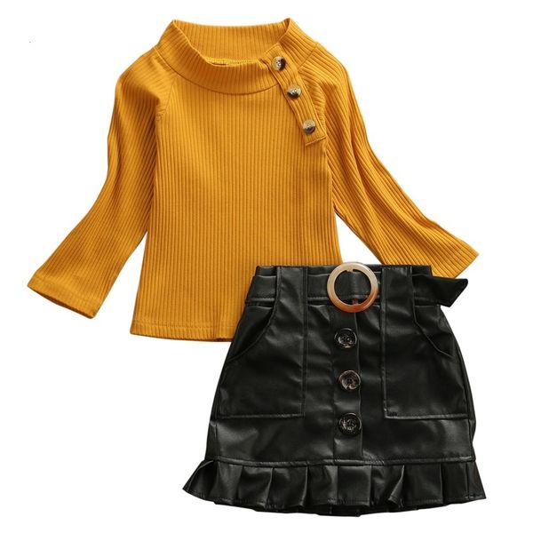 sets fashion kids baby girls clothes solid +leather skirt 2pcs set winter autumn spring clothing c0225, White
sets fashion kids baby girls clothes solid +leather skirt 2pcs set winter autumn spring clothing c0225, White