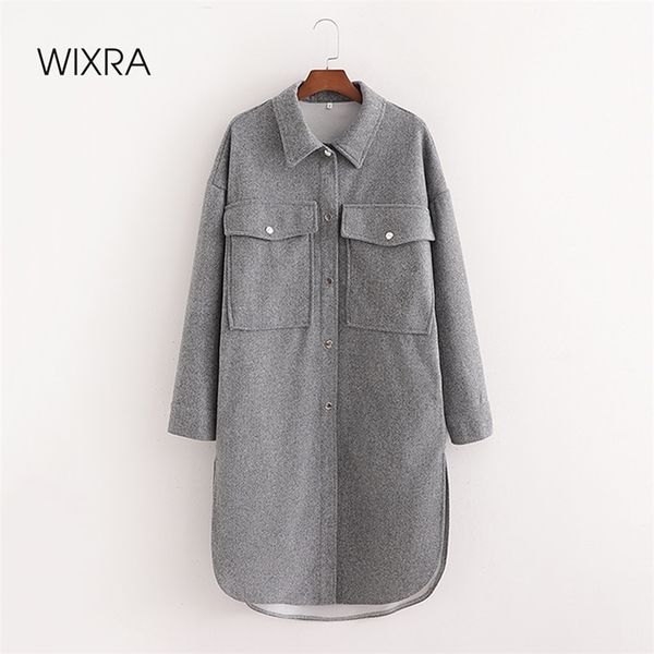 wixra womens gray shirt jacket coat ladies spring autumn turn down collar female long outerwear 210419, Black;brown
wixra womens gray shirt jacket coat ladies spring autumn turn down collar female long outerwear 210419, Black;brown