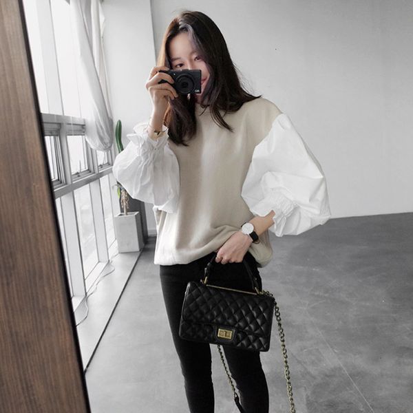 spring and dongdamen autumn round ne casual shirt sve women's splicing sweater, Black
spring and dongdamen autumn round ne casual shirt sve women's splicing sweater, Black