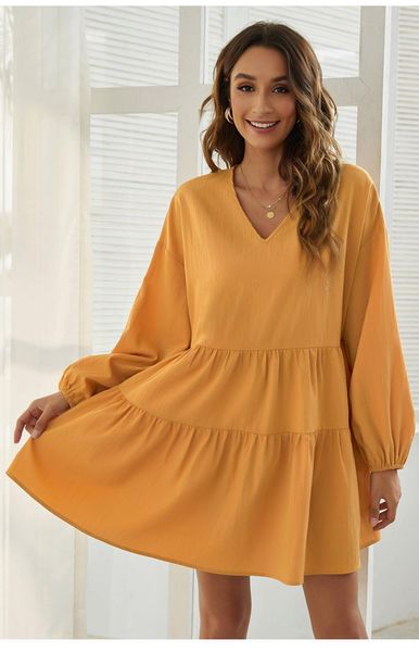 casual dresses spring yellow ruffled boho a-line mini dress women v-neck lantern long sleeve three-layer party elegant street, Black;gray
casual dresses spring yellow ruffled boho a-line mini dress women v-neck lantern long sleeve three-layer party elegant street, Black;gray