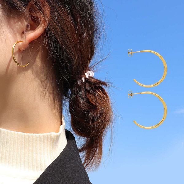 indifference, simple style, geometric half circle earrings, women's titanium steel plated 18 k gold new year earrings f361, Black
indifference, simple style, geometric half circle earrings, women's titanium steel plated 18 k gold new year earrings f361, Black