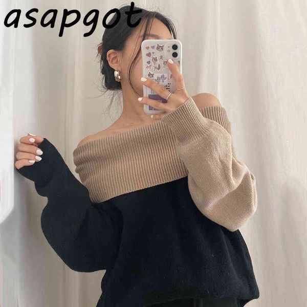 chic korean temperament elegant puff long sleeve slash neck pullovers sweaters women hit color two-wear knitted retro 210429, White;black
chic korean temperament elegant puff long sleeve slash neck pullovers sweaters women hit color two-wear knitted retro 210429, White;black