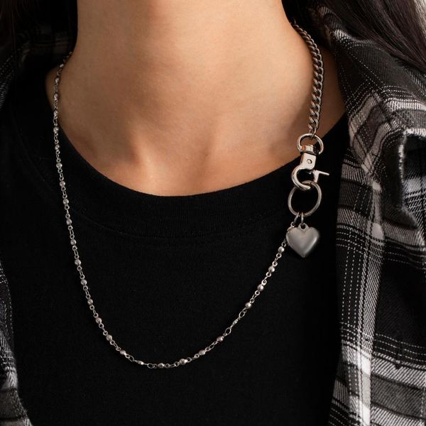 pendant necklaces vintage punk stainless steel keychain chain necklace choker trendy asymmetry heart jewelry for women men friend, Silver
pendant necklaces vintage punk stainless steel keychain chain necklace choker trendy asymmetry heart jewelry for women men friend, Silver