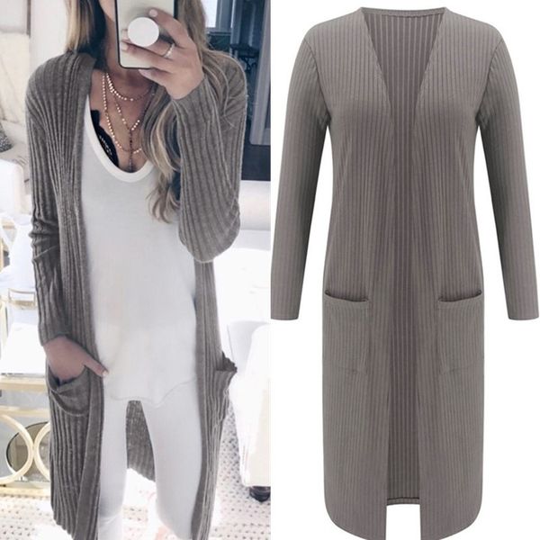 women autumn knitted long cardigan sweater casual sleeve solid pocket female fall black gray red sweaters coat clothing 210520, White
women autumn knitted long cardigan sweater casual sleeve solid pocket female fall black gray red sweaters coat clothing 210520, White