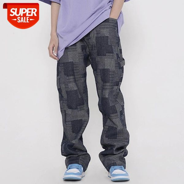 high street checkered jeans trousers for men and women loose vibe ripped plaid denim pants harajuku oversize casual #yy7u, Blue 
high street checkered jeans trousers for men and women loose vibe ripped plaid denim pants harajuku oversize casual #yy7u, Blue