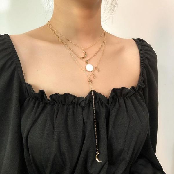 pendant necklaces bohemian fashion multilayer star moon coin long tassel link chain necklace gothic women's party jewelry gift, Silver
pendant necklaces bohemian fashion multilayer star moon coin long tassel link chain necklace gothic women's party jewelry gift, Silver