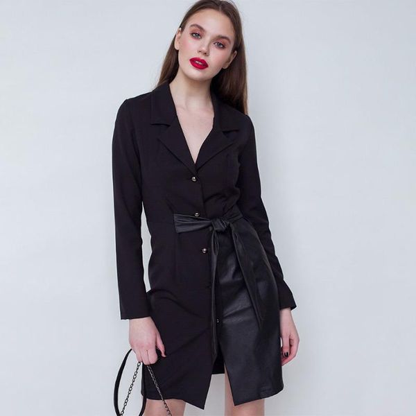 casual dresses pu leather patchwork shirt dress long sleeve v neck solid mini women office lady elegant 2021 fashion female clothing, Black;gray
casual dresses pu leather patchwork shirt dress long sleeve v neck solid mini women office lady elegant 2021 fashion female clothing, Black;gray