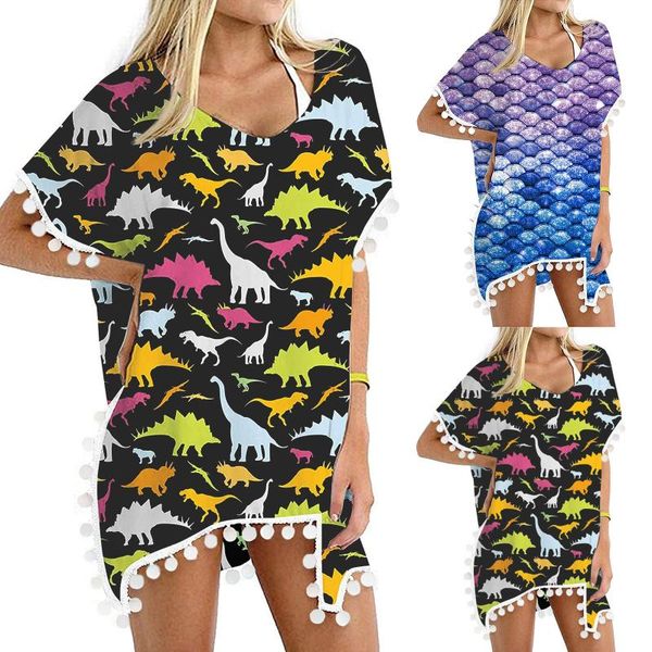women's swimwear 2021 beach wear women swimsuit loose cover up tassels print bathing suits summer mini dress pareo ups smock, White;black
women's swimwear 2021 beach wear women swimsuit loose cover up tassels print bathing suits summer mini dress pareo ups smock, White;black