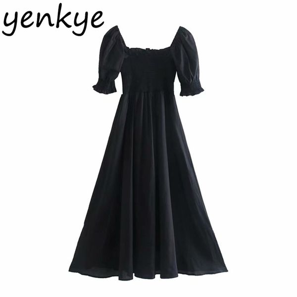 summer women vintage black flowy long dress square neck puff sleeve holiday party dresses female chic vestido 210514, Black;gray
summer women vintage black flowy long dress square neck puff sleeve holiday party dresses female chic vestido 210514, Black;gray