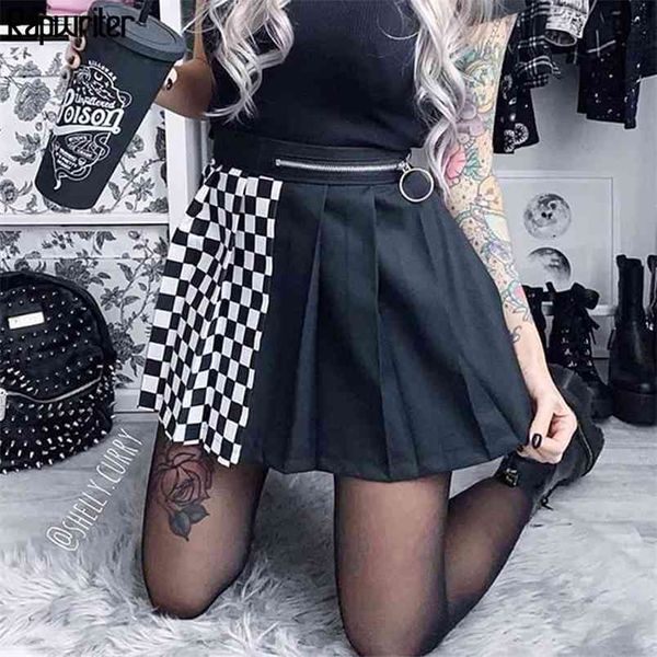 gothic patchwork checkerboard pleated skirt women black skater micro plaid high waisted skirts short saias faldas 210510
gothic patchwork checkerboard pleated skirt women black skater micro plaid high waisted skirts short saias faldas 210510