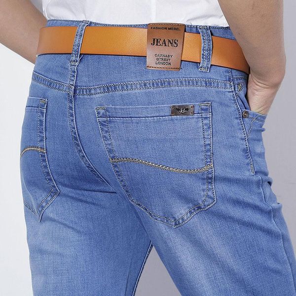 men's jeans 2021 summer business fashion slim stretch thin mid-waist straight denim trousers for men, Blue
men's jeans 2021 summer business fashion slim stretch thin mid-waist straight denim trousers for men, Blue