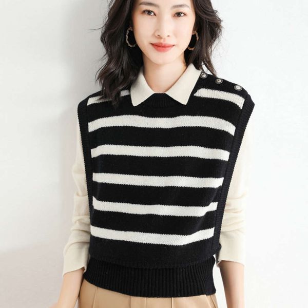 autumn winter knitted vest women's fashion slim round neck sweater waistcoat stripe sleeveless, White
autumn winter knitted vest women's fashion slim round neck sweater waistcoat stripe sleeveless, White