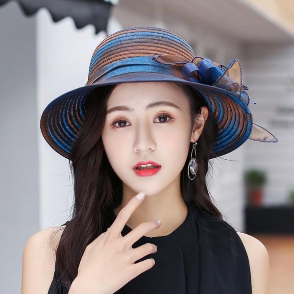 wide brim hats fashion hat women's big elegant flower breathable party bucket summer outdoor sun ladies beach, Blue;gray
wide brim hats fashion hat women's big elegant flower breathable party bucket summer outdoor sun ladies beach, Blue;gray