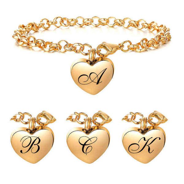 women stainless steel heart charm bracelets,custom a to z 26 letter alphabet female jewelry, her christmas valentine's day gifts, Golden;silver
women stainless steel heart charm bracelets,custom a to z 26 letter alphabet female jewelry, her christmas valentine's day gifts, Golden;silver