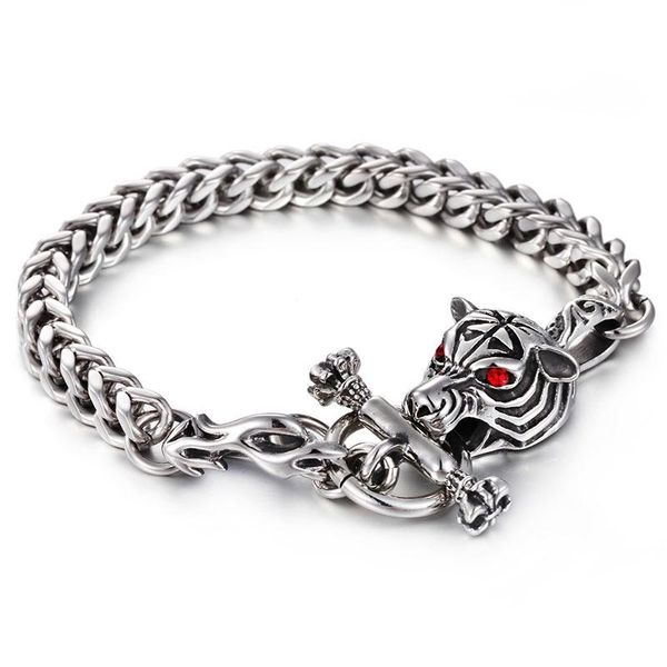 link, chain jewels store stainless steel link red eyes tiger head charm bracelet bangle gothic men's animal jewelry accessory for man, Black
link, chain jewels store stainless steel link red eyes tiger head charm bracelet bangle gothic men's animal jewelry accessory for man, Black