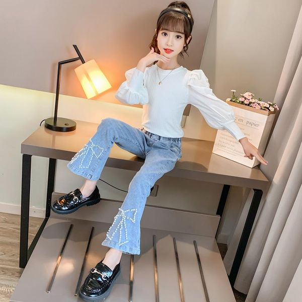 clothing sets children's spring girls outfits white black fashion bubble sleeve blouse and jeans two-piece suits cotton blend denim pan
clothing sets children's spring girls outfits white black fashion bubble sleeve blouse and jeans two-piece suits cotton blend denim pan