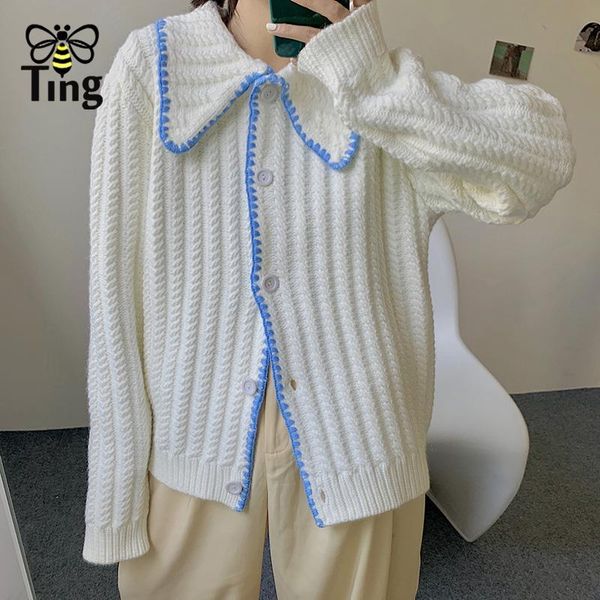 women's knits & tees tingfly winter autumn turn down collar knitting cardigans single breasted lazy ulzzang sweaters casual loose stree, White
women's knits & tees tingfly winter autumn turn down collar knitting cardigans single breasted lazy ulzzang sweaters casual loose stree, White