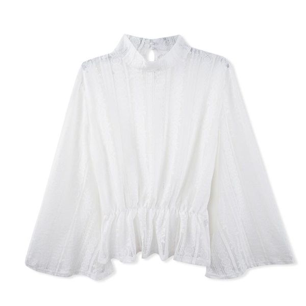 women's blouses & shirts lace white flare sleeve blouse shirt perspective solid chiffon woman blusas
women's blouses & shirts lace white flare sleeve blouse shirt perspective solid chiffon woman blusas
