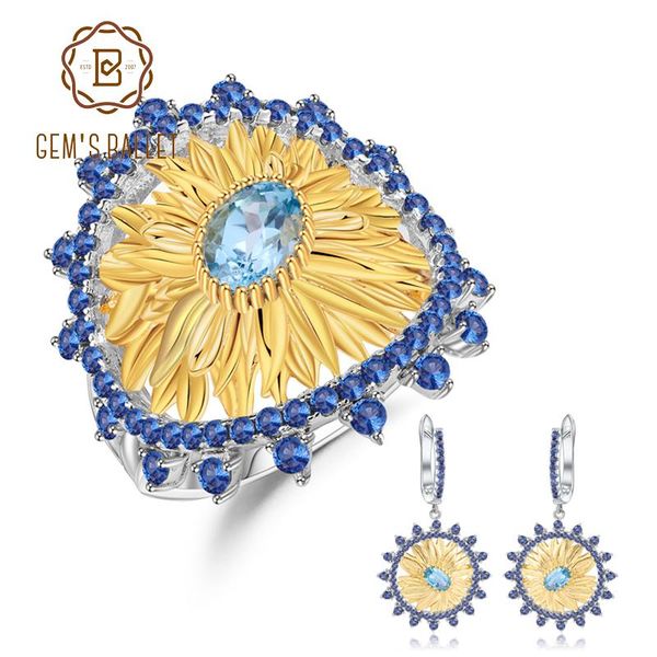 gem's ballet 925 sterling silver handmade sunflower ring earrings jewelry sets 2.2ct natural swiss blue z for women bracelet, & necklac, Black
gem's ballet 925 sterling silver handmade sunflower ring earrings jewelry sets 2.2ct natural swiss blue z for women bracelet, & necklac, Black