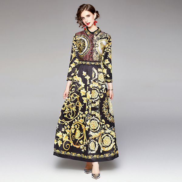 2021 new womens autumn printed dress long sleeve lapel temperament long dress high end elegant ladies maxi dresses runway dress, Black
2021 new womens autumn printed dress long sleeve lapel temperament long dress high end elegant ladies maxi dresses runway dress, Black