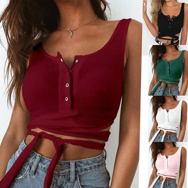 women's tanks & camis 2021 fashion women buttons crop bandage summer camisole casual tank vest sleeveless female solid blusas, White
women's tanks & camis 2021 fashion women buttons crop bandage summer camisole casual tank vest sleeveless female solid blusas, White