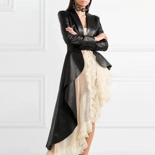 gothic pu leather coats 2021 spring waist belt cardigan womens fashion irregular solid outwears punk casual lapel street jackets women', Black;brown
gothic pu leather coats 2021 spring waist belt cardigan womens fashion irregular solid outwears punk casual lapel street jackets women', Black;brown
