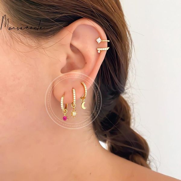 hoop & huggie morse minimalist women's earrings 925 silver jewelry dangle cz two earrings+four small pendants plata de ley, Golden;silver
hoop & huggie morse minimalist women's earrings 925 silver jewelry dangle cz two earrings+four small pendants plata de ley, Golden;silver