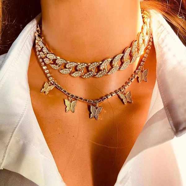 chokers punk hip hop style alloy rhinestone butterfly pendant necklace for women simple zircon thick chain double layer choker, Golden;silver
chokers punk hip hop style alloy rhinestone butterfly pendant necklace for women simple zircon thick chain double layer choker, Golden;silver