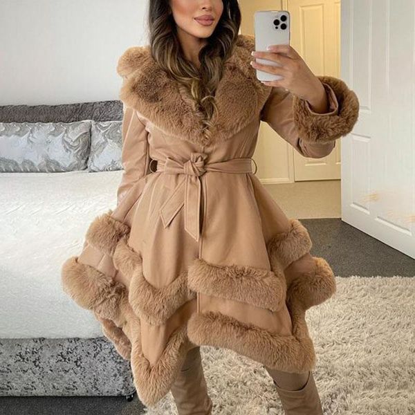 women's leather & faux xmax fashion hooded jackets women elegant tie belt a line mid length coats patchwork fur ladies, Black
women's leather & faux xmax fashion hooded jackets women elegant tie belt a line mid length coats patchwork fur ladies, Black