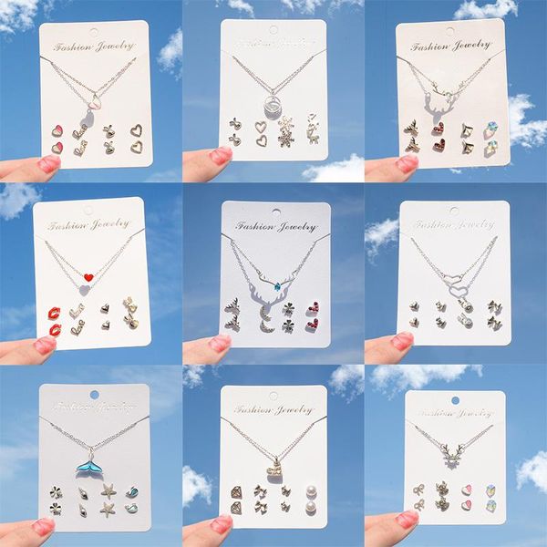 earrings & necklace set for women imitation pearl deer fish tail heart stud choker gifts jewelry, Silver
earrings & necklace set for women imitation pearl deer fish tail heart stud choker gifts jewelry, Silver