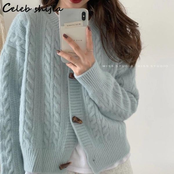 women's knits & tees cardigan women 2021 autumn blue loose cropped sweters for fall oversized korean warm knitted jacket lazy style, White
women's knits & tees cardigan women 2021 autumn blue loose cropped sweters for fall oversized korean warm knitted jacket lazy style, White