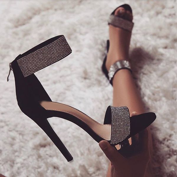 women srxy sandals stiletto glitter high heels ladies fashion zipper pointed toe rhinestone plus size woman pumps party shoe, Black
women srxy sandals stiletto glitter high heels ladies fashion zipper pointed toe rhinestone plus size woman pumps party shoe, Black