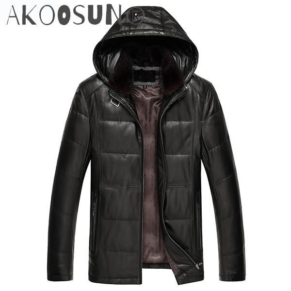 men's leather & faux akoosun genuine jacket sheepskin duck down autumn winter men plus size coat chaqueta hombre jlk15726my1203, Black
men's leather & faux akoosun genuine jacket sheepskin duck down autumn winter men plus size coat chaqueta hombre jlk15726my1203, Black