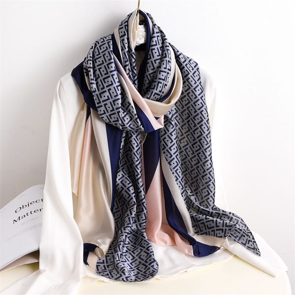 2021 new satin shawl female imitation silk scarf sunshade beach towel street decoration, Blue;gray
2021 new satin shawl female imitation silk scarf sunshade beach towel street decoration, Blue;gray