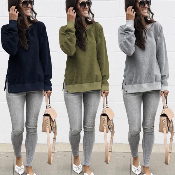 women's hoodies & sweatshirts autumn 2021 women casual loose solid o-neck long sleeve sweatshirt ladies fashion with button splice top, Black
women's hoodies & sweatshirts autumn 2021 women casual loose solid o-neck long sleeve sweatshirt ladies fashion with button splice top, Black