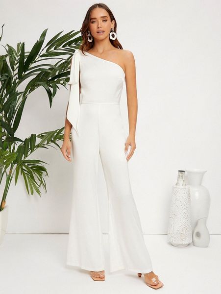 one shoulder flared leg jumpsuit r8is#, White
one shoulder flared leg jumpsuit r8is#, White