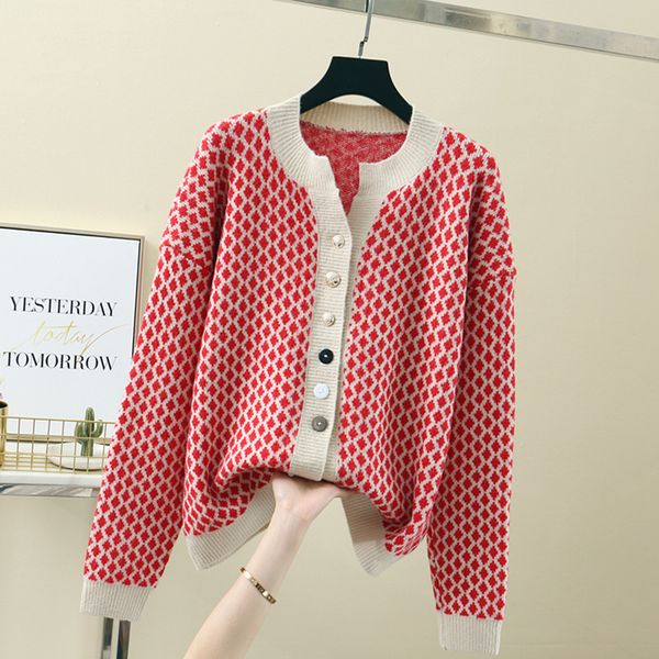 sweaters vintage diamond check pattern women cardigan autumn winter female long sleeve o-neck single-breasted straight sweater coat, White;black
sweaters vintage diamond check pattern women cardigan autumn winter female long sleeve o-neck single-breasted straight sweater coat, White;black
