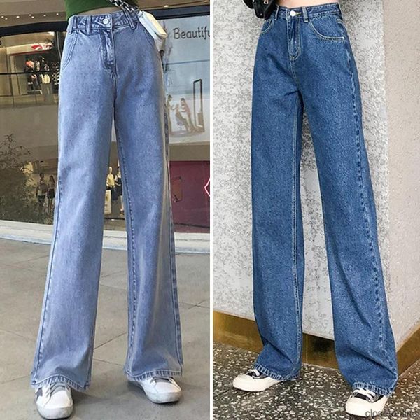 women's jeans womens harem wide-leg hight waist thin -style straight-cut casual loose, Blue