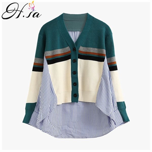 h.sa women winter sweater cardigans button up knitwear shirt knit patchwork jumpers korean fashion roupa 210417, White;black
h.sa women winter sweater cardigans button up knitwear shirt knit patchwork jumpers korean fashion roupa 210417, White;black