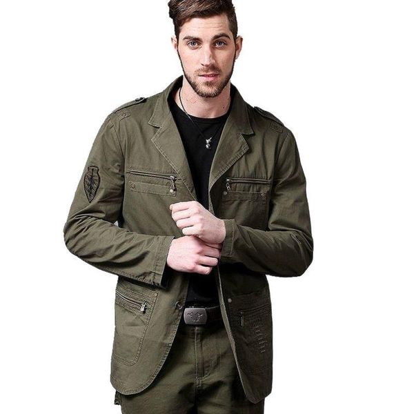 men's jackets military style jacket men cotton german army uniform clothing casual tactical blazer male fashion multi pockets zipper pa, Black;brown
men's jackets military style jacket men cotton german army uniform clothing casual tactical blazer male fashion multi pockets zipper pa, Black;brown