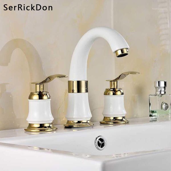 white basin faucetdeck mounted golden handle waterfall 3pcs bathroom faucet double handles mixer tap sink faucets1
white basin faucetdeck mounted golden handle waterfall 3pcs bathroom faucet double handles mixer tap sink faucets1