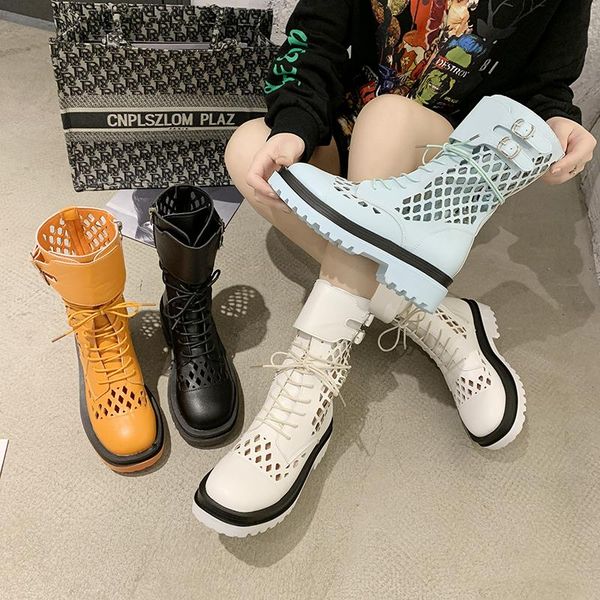 boots 2021 round toe lace-up hollow out breathable genuine leather women platform cool spring summer tide, Black
boots 2021 round toe lace-up hollow out breathable genuine leather women platform cool spring summer tide, Black