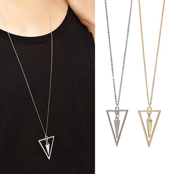 designs simple metal hanging triangle pendant necklace long sweater chain minimalist jewelry for women collana kolye bijoux collar mujer, Golden;silver
designs simple metal hanging triangle pendant necklace long sweater chain minimalist jewelry for women collana kolye bijoux collar mujer, Golden;silver
