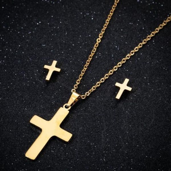 earrings & necklace classic simple stainless steel cross pendant earring set jewelry, Silver
earrings & necklace classic simple stainless steel cross pendant earring set jewelry, Silver