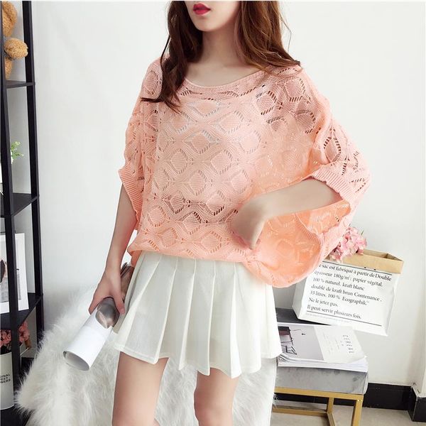 women's t-shirt woman summer casual openwork knitted tee women short sleeve thin bat pullover large size loose female 2021, White
women's t-shirt woman summer casual openwork knitted tee women short sleeve thin bat pullover large size loose female 2021, White