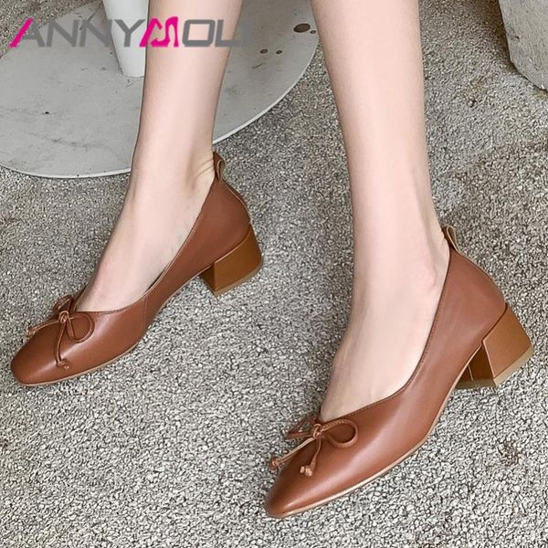dress shoes annymoli mid heel women natural genuine leather sweet pumps thick heels bow square toe lady footwear beige 42, Black
dress shoes annymoli mid heel women natural genuine leather sweet pumps thick heels bow square toe lady footwear beige 42, Black