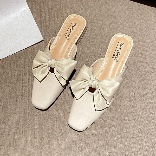 slippers korean fashion women shoes slip on mules block low heels slides cute bowknot female feetwear zapatos de mujer er122, Black 
slippers korean fashion women shoes slip on mules block low heels slides cute bowknot female feetwear zapatos de mujer er122, Black