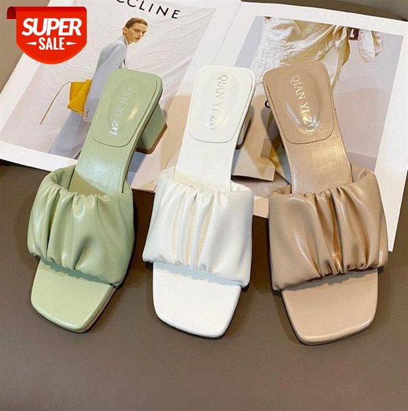 women's high-heel sandals and slippers, one-line korean style outer wear, fashionable fold design ladies shoes #gt92, Black
women's high-heel sandals and slippers, one-line korean style outer wear, fashionable fold design ladies shoes #gt92, Black