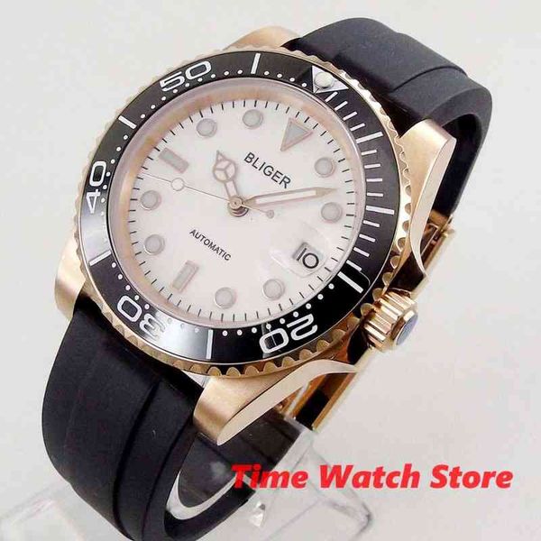 gold bliger 40mm miyota 8215 automatic watch men sapphire glass bright water-tight white marker plate ceramic bezel rubber strap b263, Slivery;brown
gold bliger 40mm miyota 8215 automatic watch men sapphire glass bright water-tight white marker plate ceramic bezel rubber strap b263, Slivery;brown